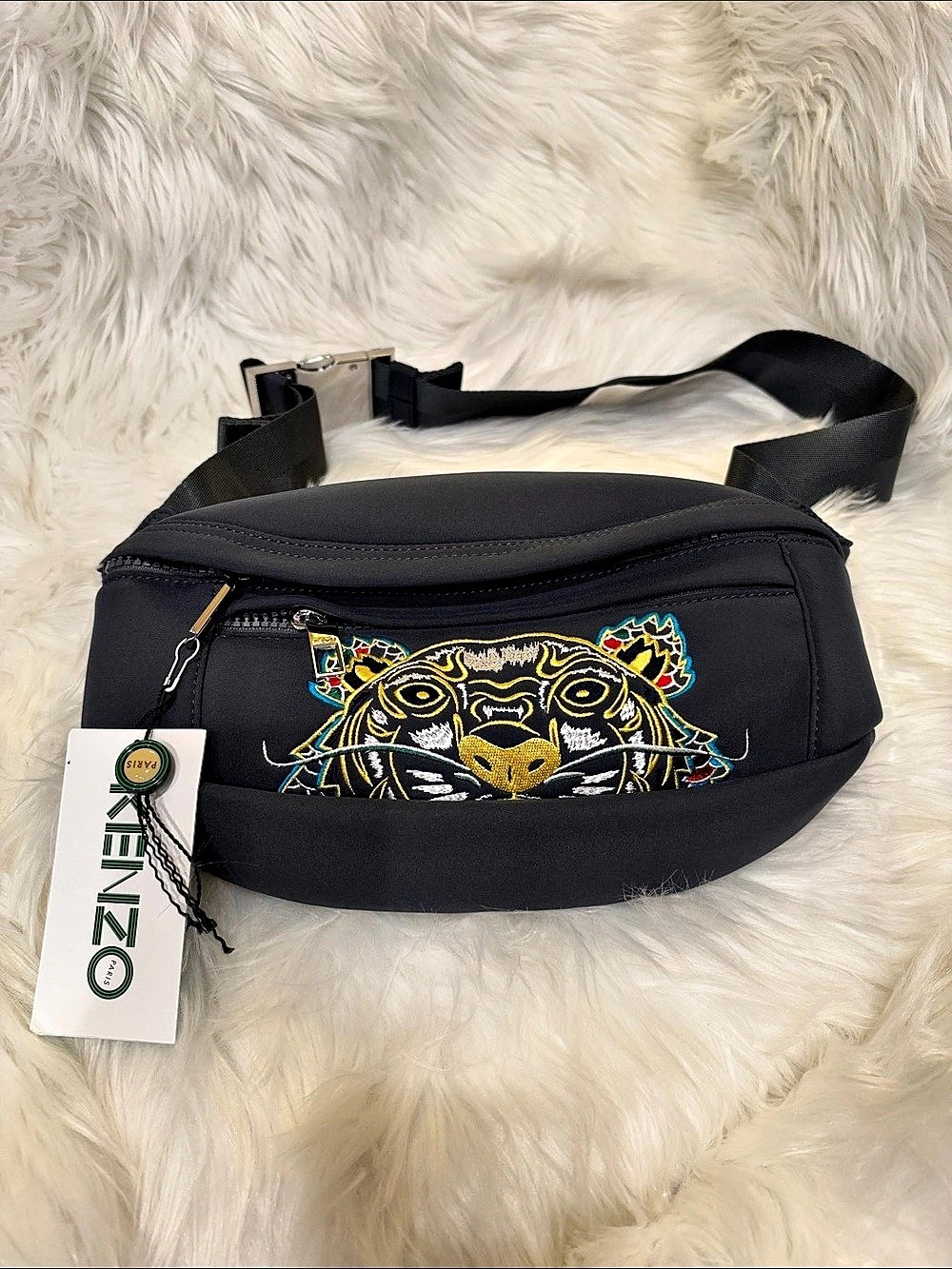 KENZO Embroidered Tiger Bum Bag Black